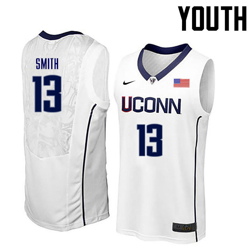 Youth Uconn Huskies #13 Chris Smith College Basketball Jerseys-White - Click Image to Close